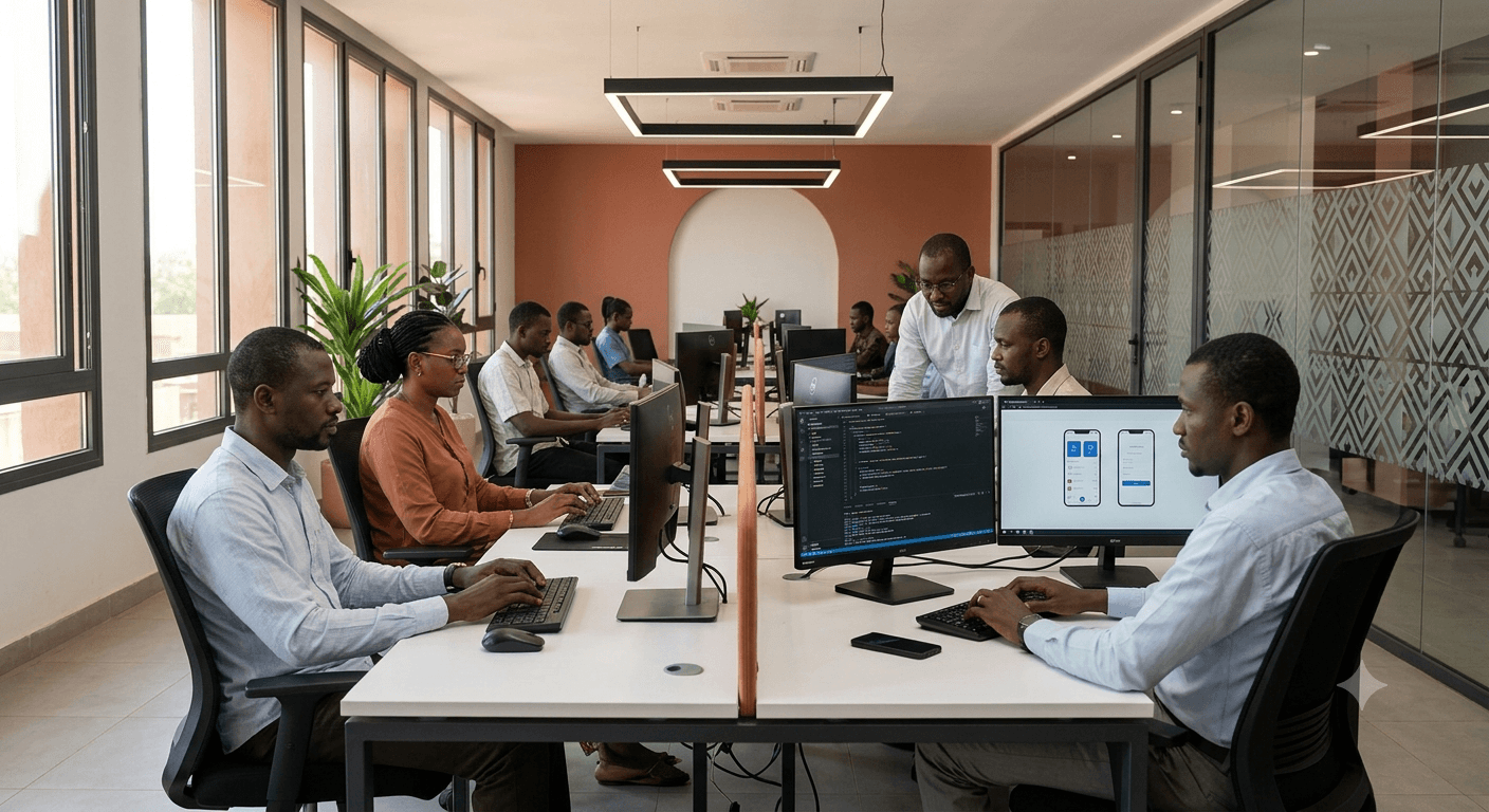 Équipe SamPay collaborant sur des solutions Fintech